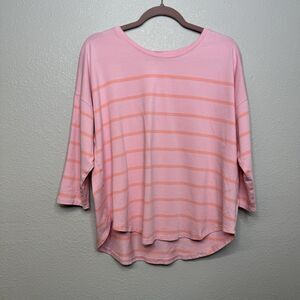 Vineyard Vines Women's Medium Top Pink Striped Deluxe Tee Knit Casual Shirt